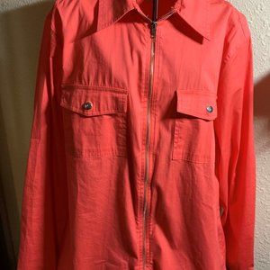 Tracy M Ladies size Large Coral Zip Front Long Sleeve Shirt